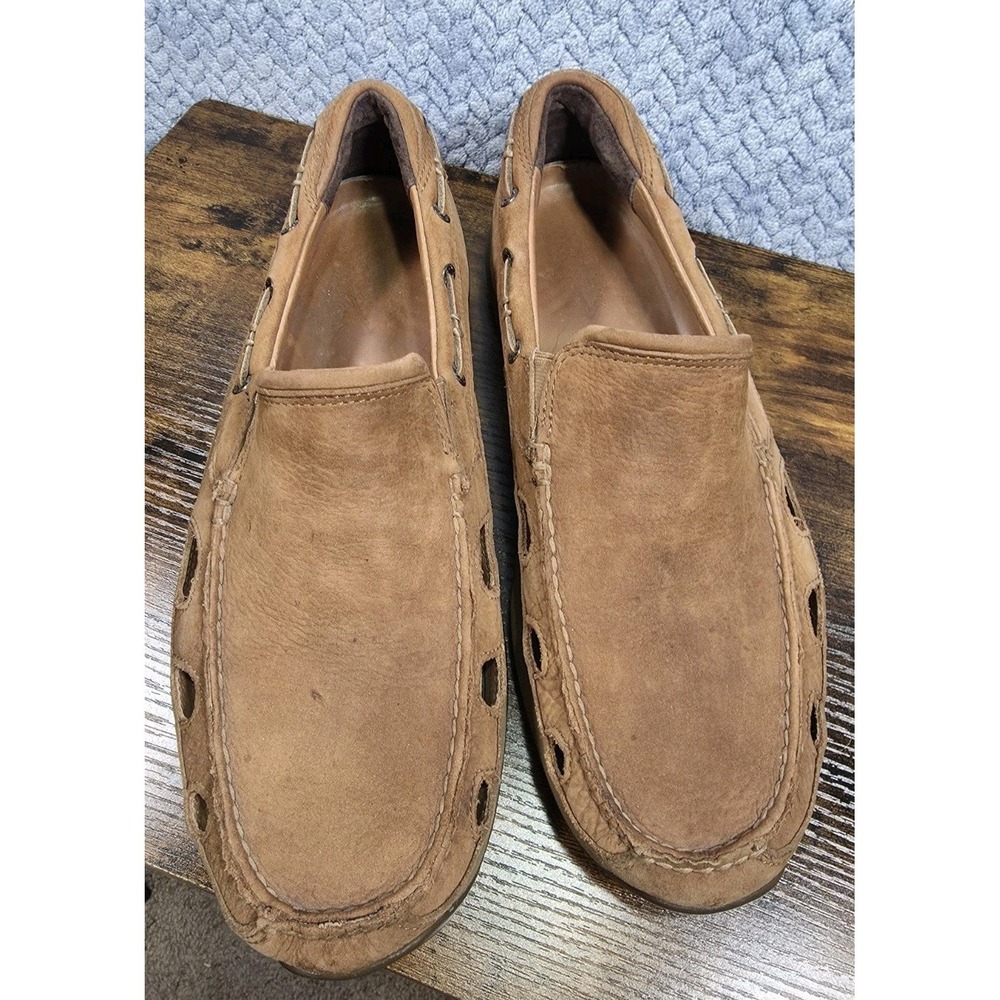 H.S. Trask Men's Fisherman Boat Shoes Size 12M Brown Leather Slip-On H8007-204